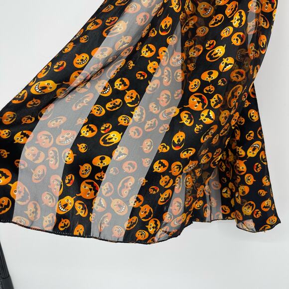 Classic Halloween Pumpkin Face Scarf Black Orange Traditional Spooky Witchcore - Picture 10 of 15